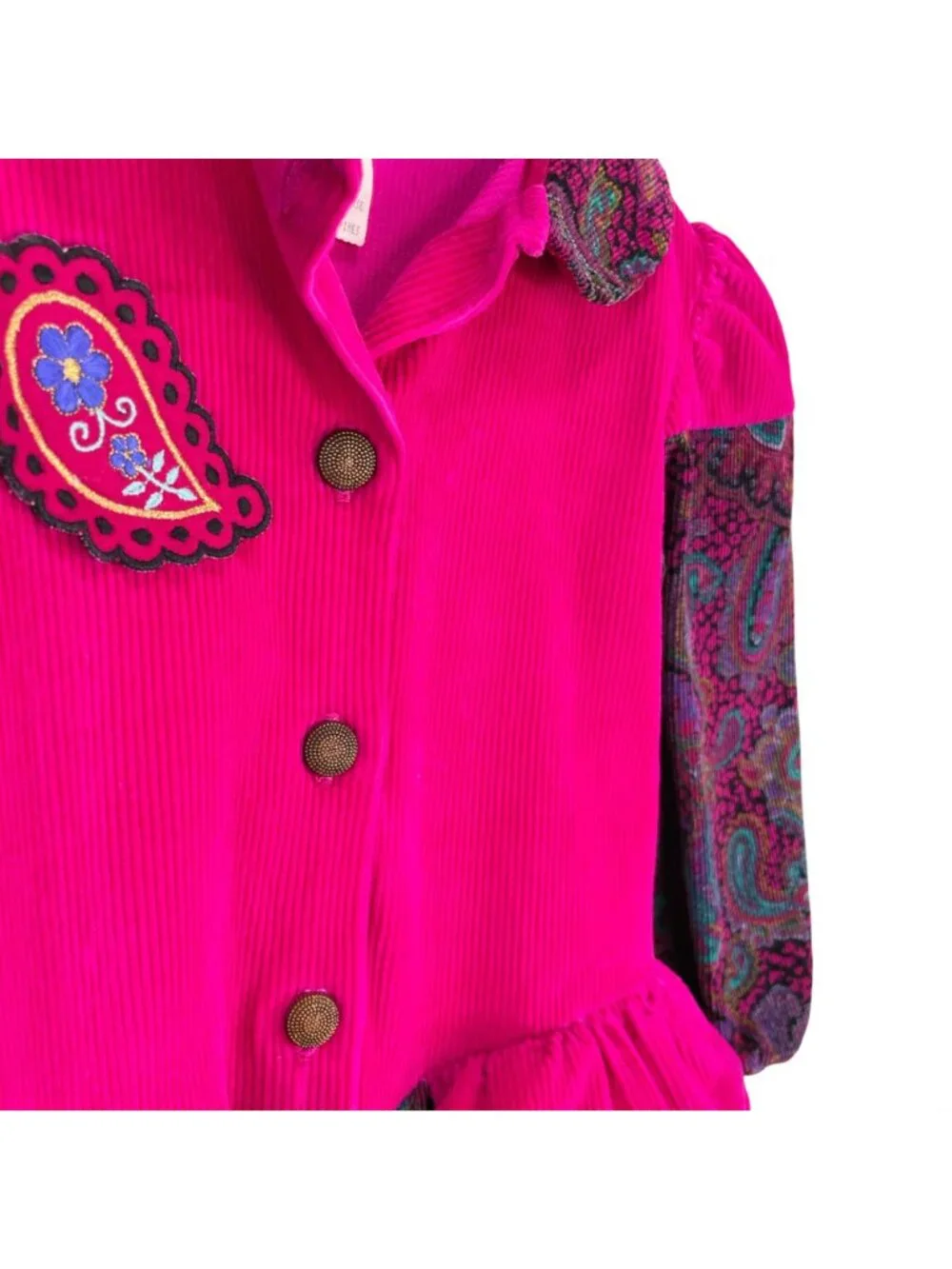 Vintage 80s Girls Epic Corduroy Peplum Jumper Outfit 3T